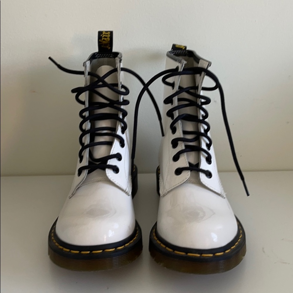 Dr Martens 1460 Combat Boots Patent White